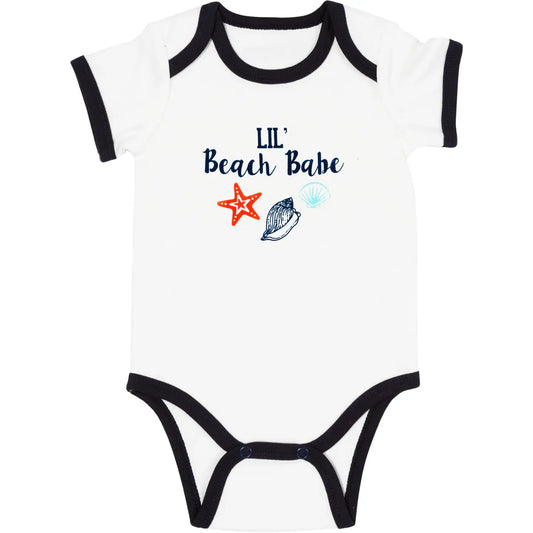 Beach Babe Blue Trimmed Onesie