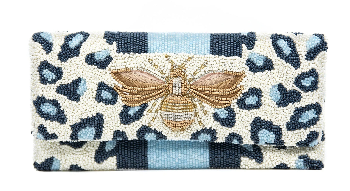 Bedazzled Bee Beaded Clutch Handbag