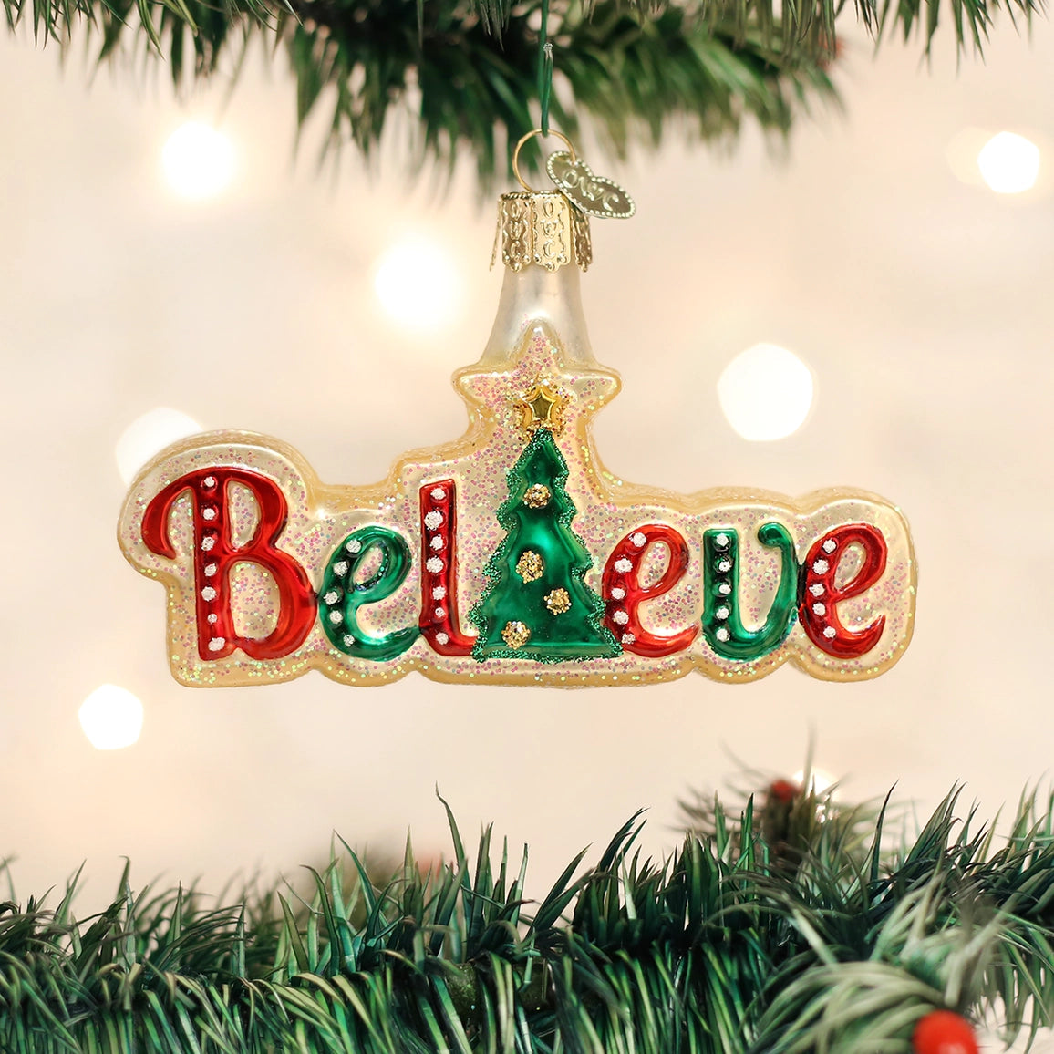 Believe Blown Glass Ornament
