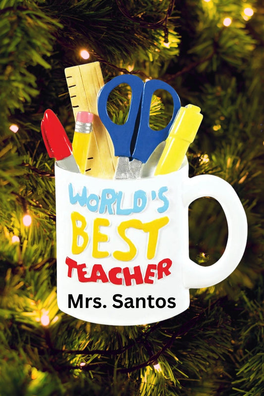 Best Teacher Mug Personalized Ornament