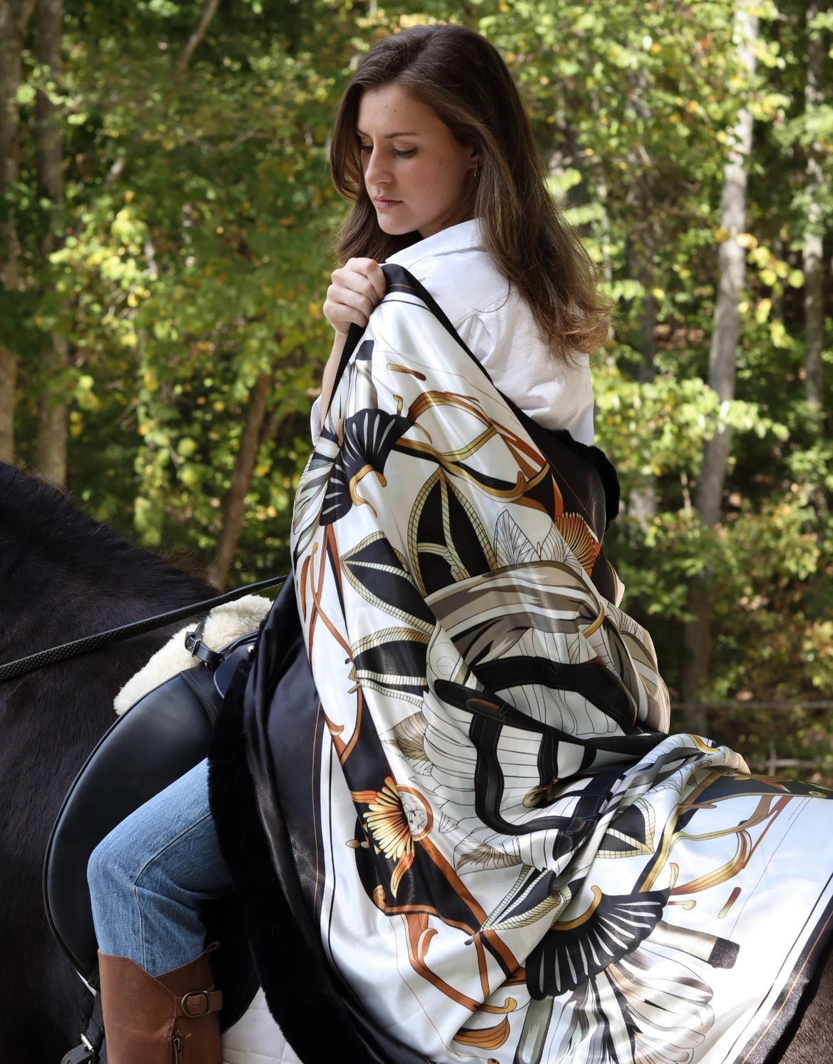 Black Faux Fur Equestrian Blanket