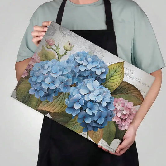 Blue & Pink Hydrangeas Tempered Glass Kitchen Cutting & Serving Board