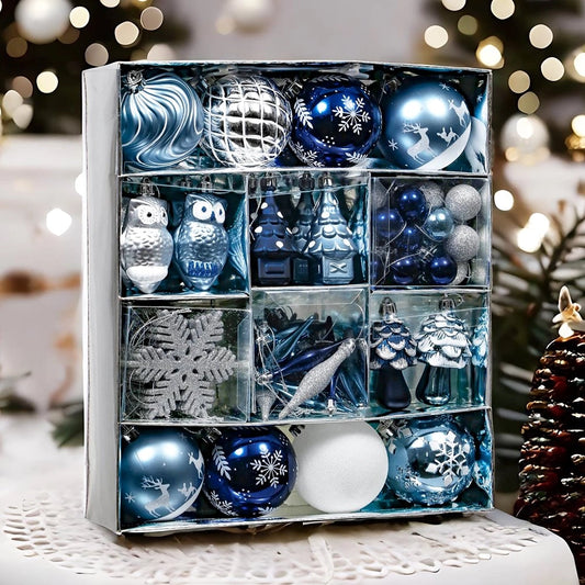 Blue and Silver 80-Piece Ornament Bundle