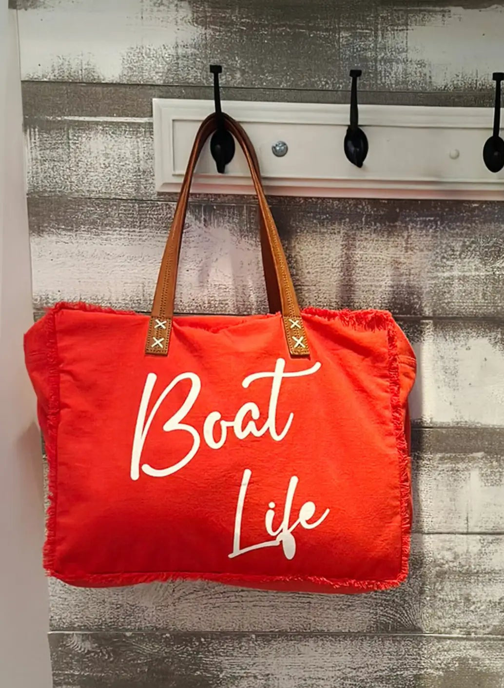 Boat Life Red Canvas Tote