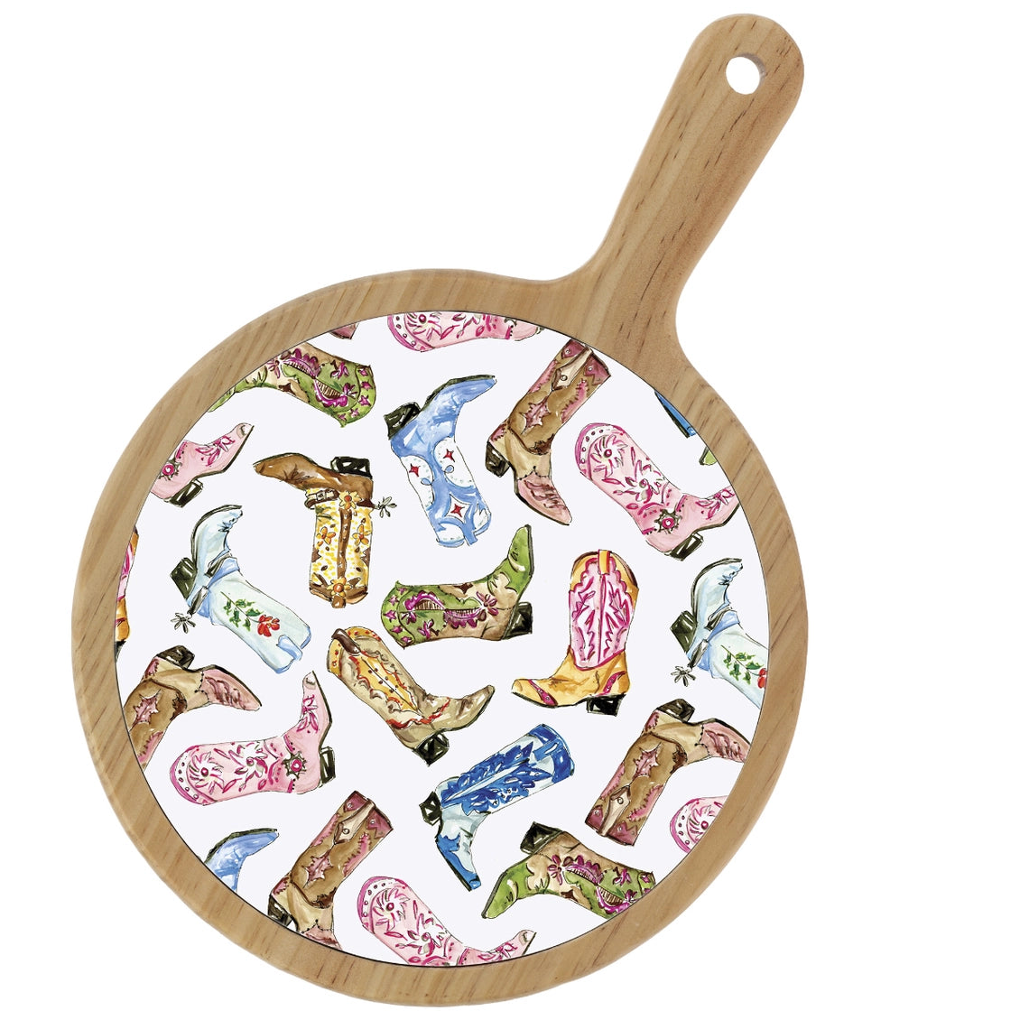 Boot Scootin Bamboo & Ceramic Cheese Board - NY Gift Boutique