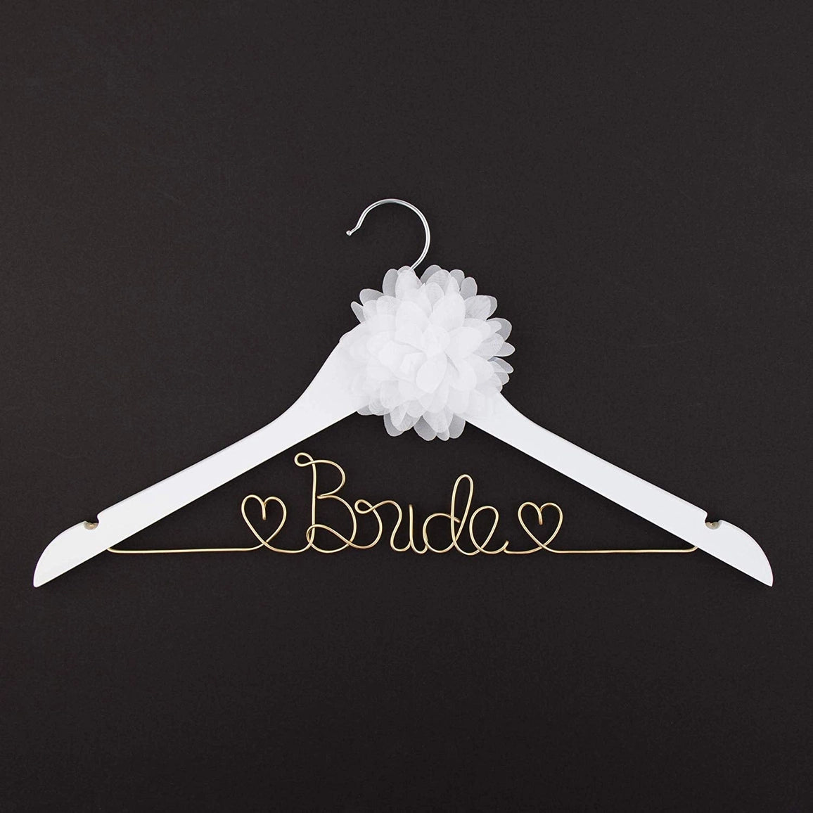 Bride Wedding Dress Hanger - White with Light Gold