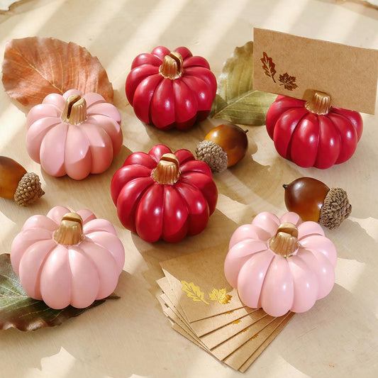 Burgundy & Blush Pink Pumpkin Place Card Holder (Set of 6)