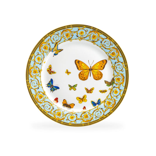 Butterflies with Blue Ornament Fine Porcelain Salad Plate Set of 4