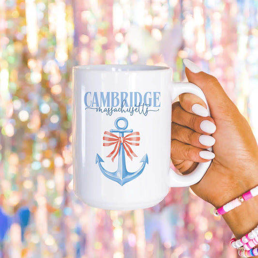 Personalized City & State Coffee Mug –15oz White - Anchor