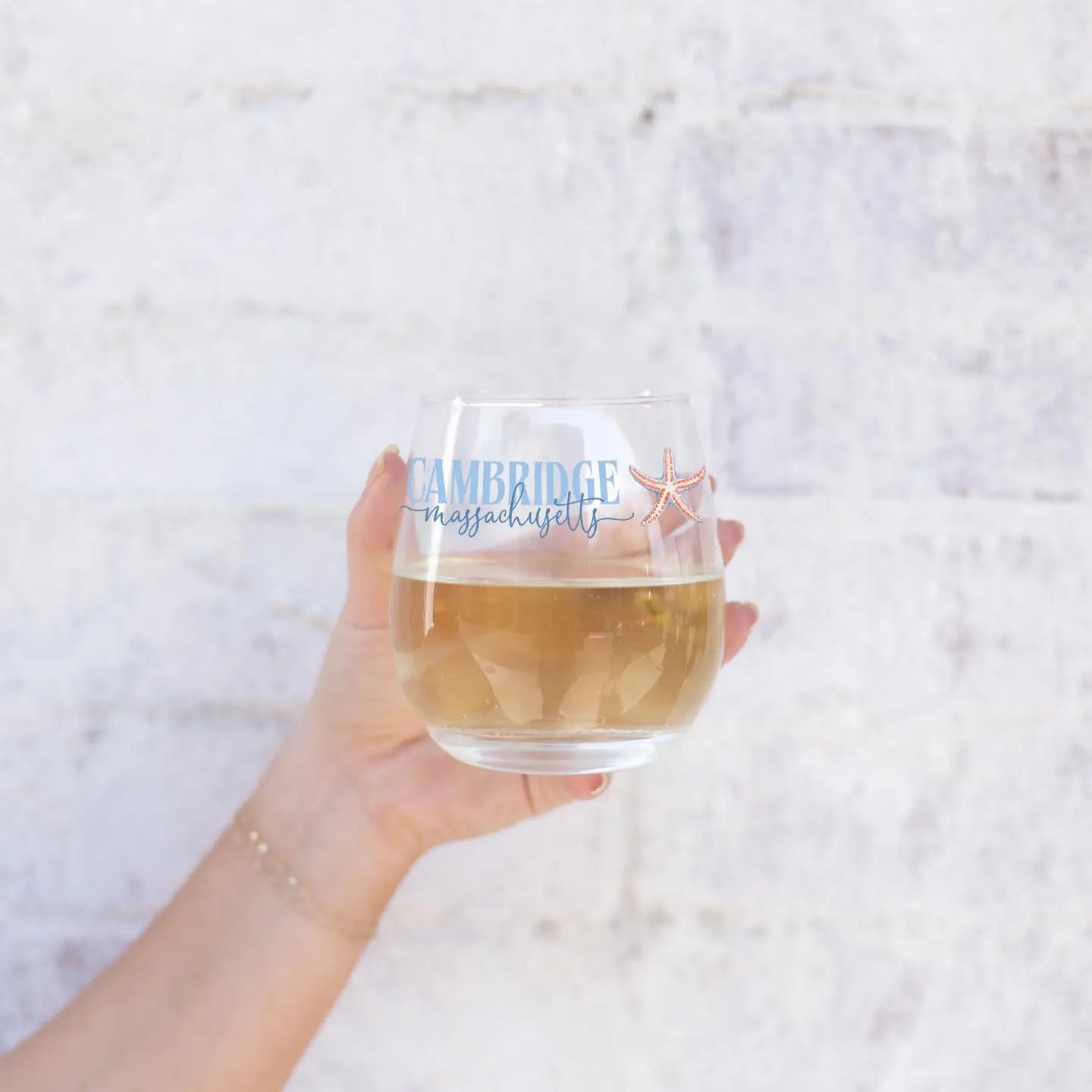 Custom City & State Stemless Glass 15oz - Star Fish