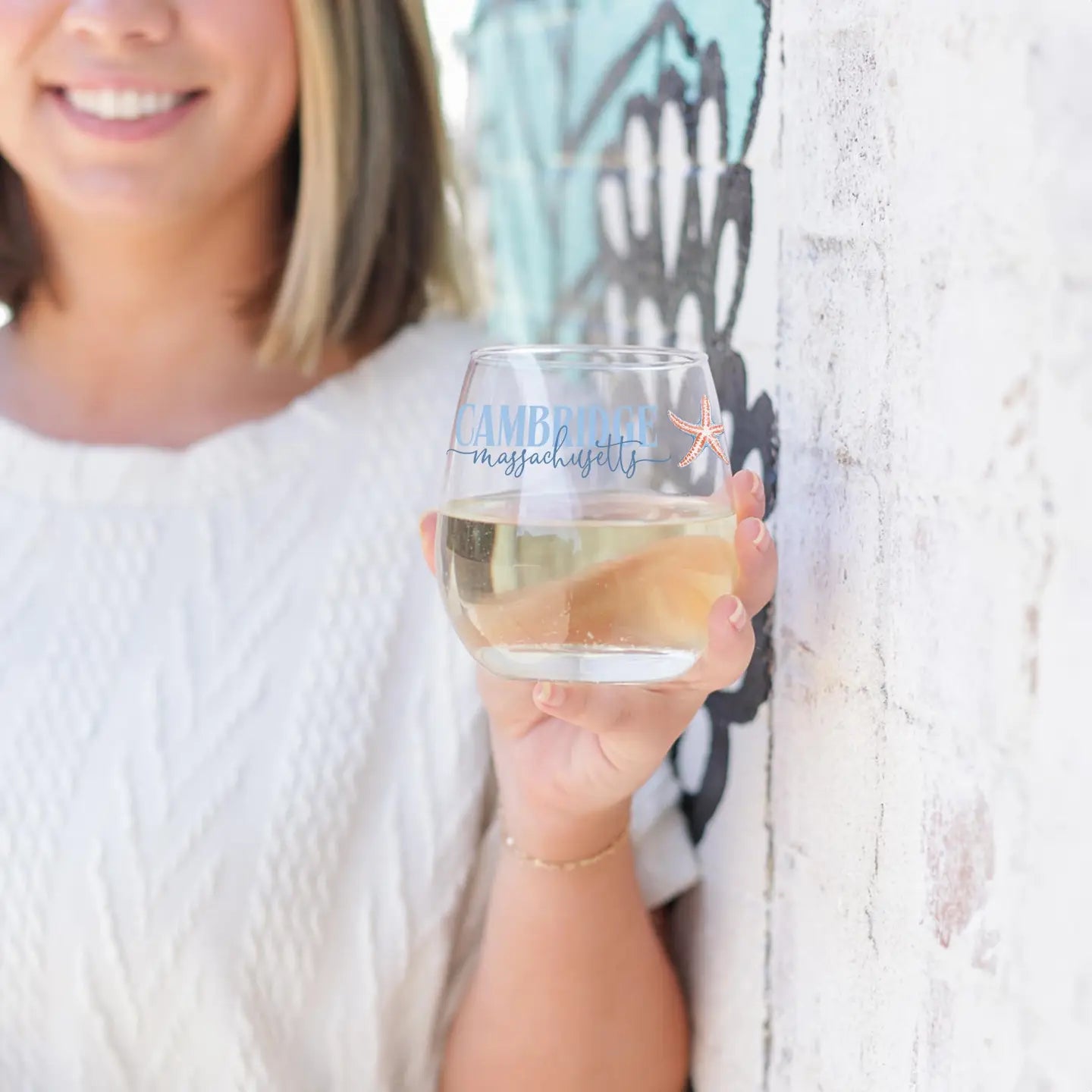 Custom City & State Stemless Glass 15oz - Star Fish