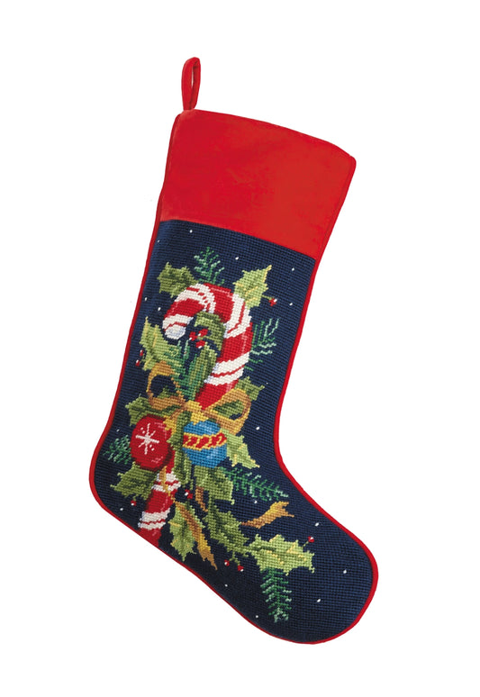 Candy Cane Needlepoint Stocking