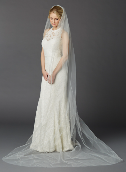 Cathedral Length One Layer Cut Edge Veil -108"