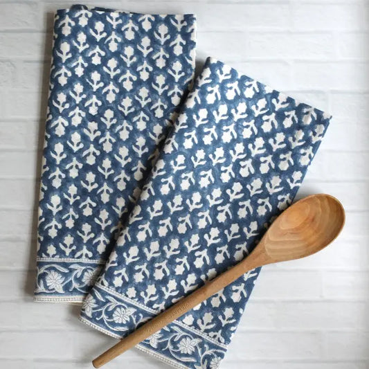 Charlotte Indigo Towel Lemons, Set of 2
