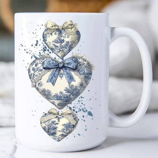 Chinoiserie Blue & White Hearts Coffee Mug