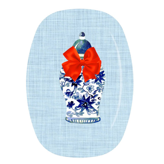 Christmas Ginger Jar with Red Bow ThermoSaf® Platter