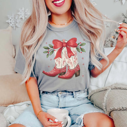 Christmas Boots with Bow Graphic Tee