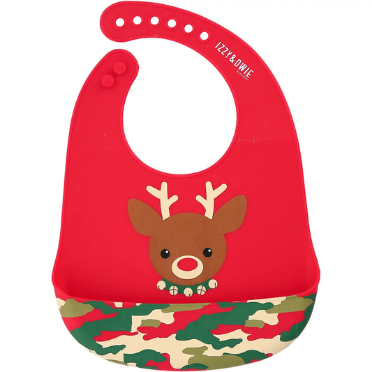 Christmas Camo Reindeer - 12" Silicone Catch All Bib