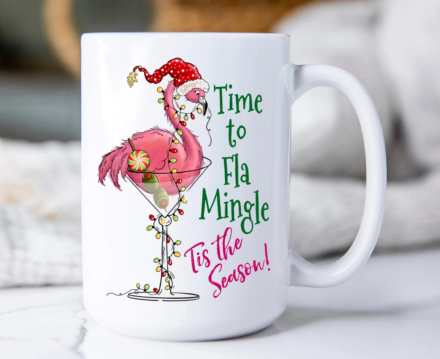 Christmas Flamingo Mingle 15oz. Coffee Mugs