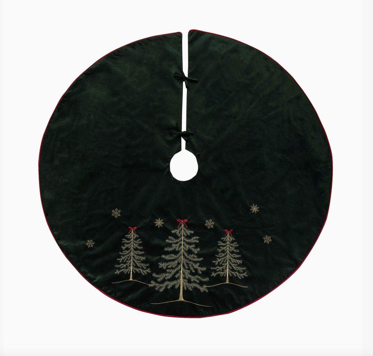 Christmas Forest Green & Gold Embroidered Tree Skirt – 54 Inch - NY Gift Boutique