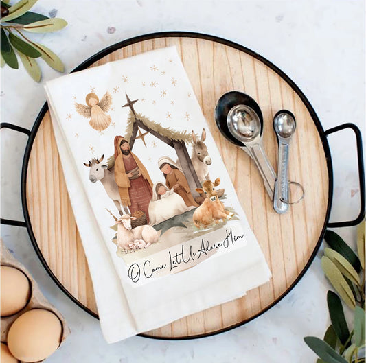 Christmas Nativity Christ Is Born Flour Sack Tea Towel
