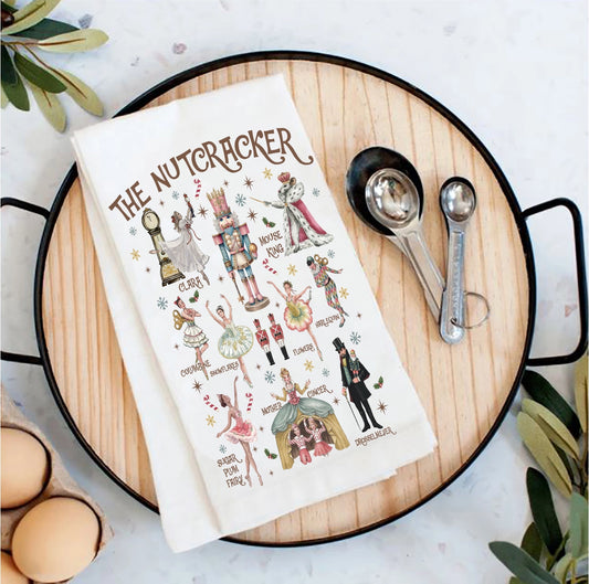 Christmas Nutcracker Ballet Flour Sack Tea Towel