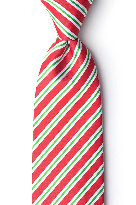 Christmas Stripe Tie By Wild Ties - Red Microfiber