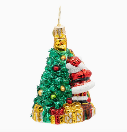 Christopher Radko 2026 Christmas ornament with Santa, decorated tree, gifts and dated 2026 design