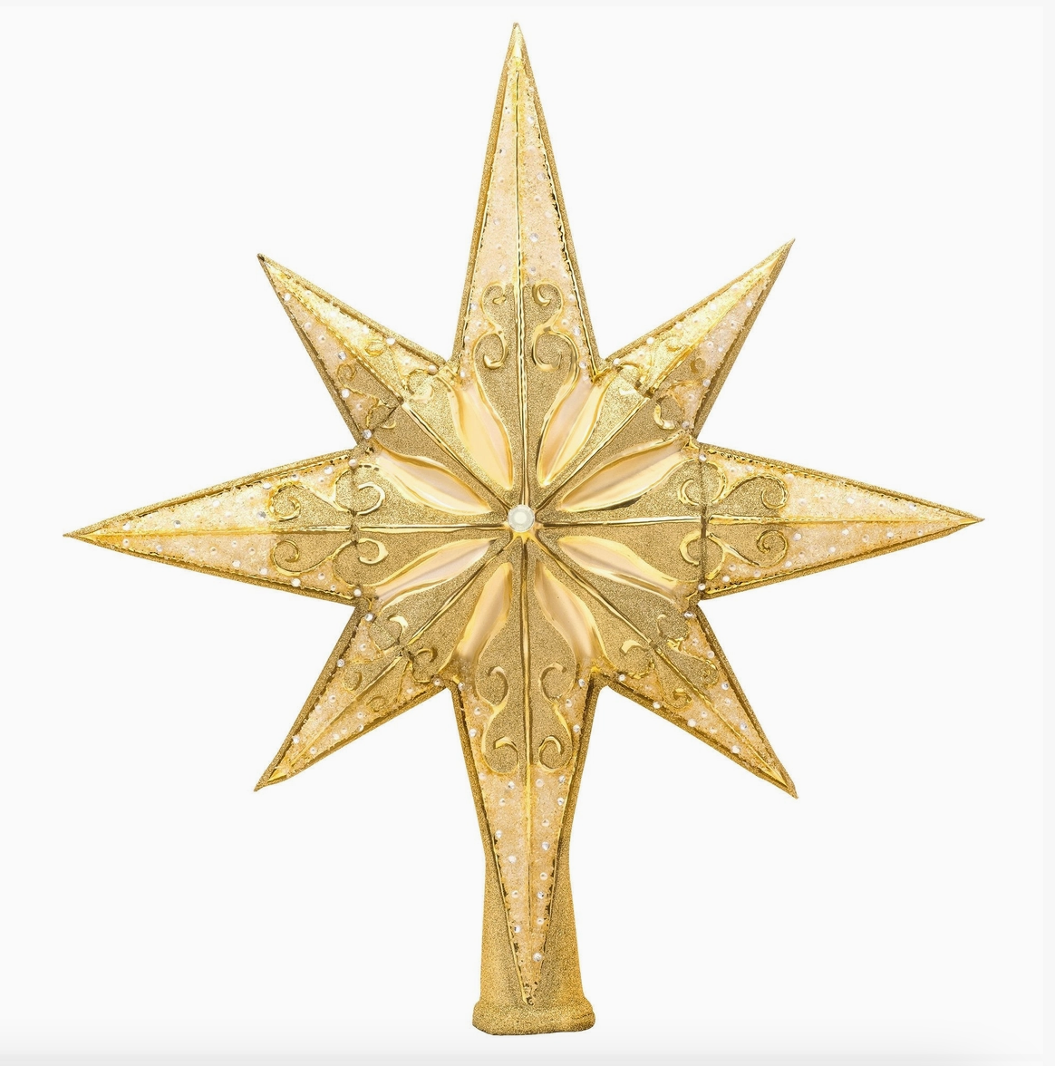 Christopher Radko Golden Radiance 15.5 inch gold glass Christmas tree topper