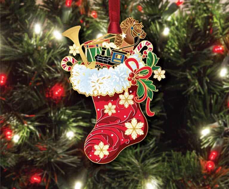Classic Christmas Stocking Brass Ornament