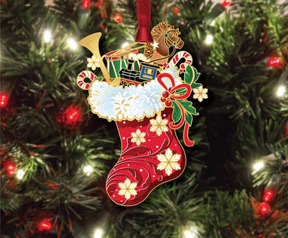 Classic Christmas Stocking Brass Ornament