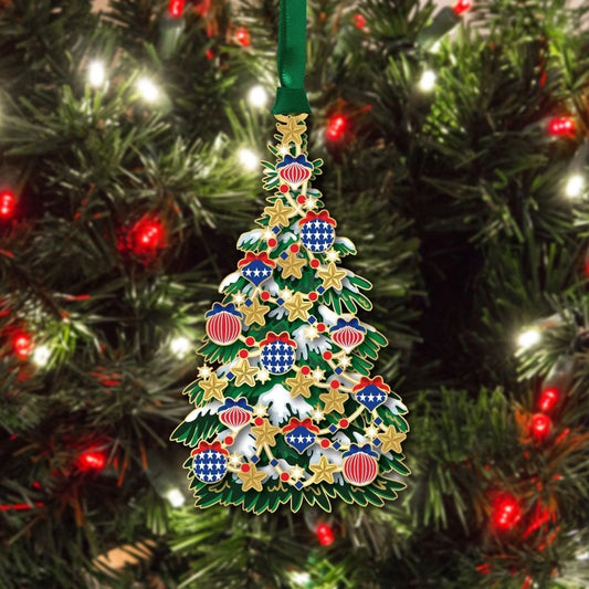 Classic Patriotic Tree Brass Ornament