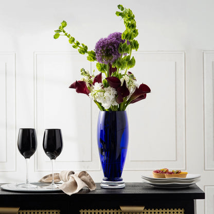 Cobalt Footed Vase, 12"H