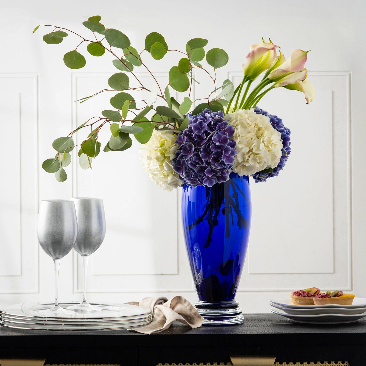 Cobalt Footed Vase, 14"H