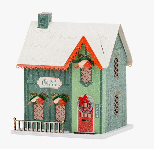 Cocoa Cafe Lighted Christmas Village Decor