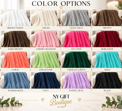 Ribbed Personalized Embroidered Fleece Throw Blanket