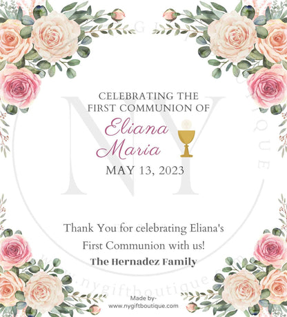 Banquet Design Custom First Communion Chocolate Bar & Silver Foil Wrapper