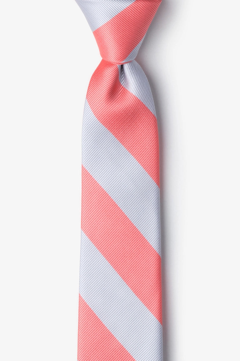 Coral and Silver Collegiate College Stripe - School Colors