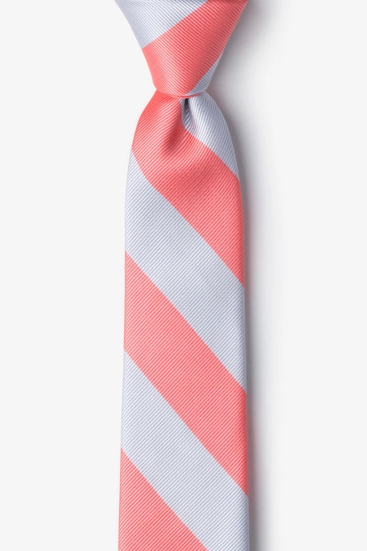Coral and Silver Collegiate College Stripe - School Colors