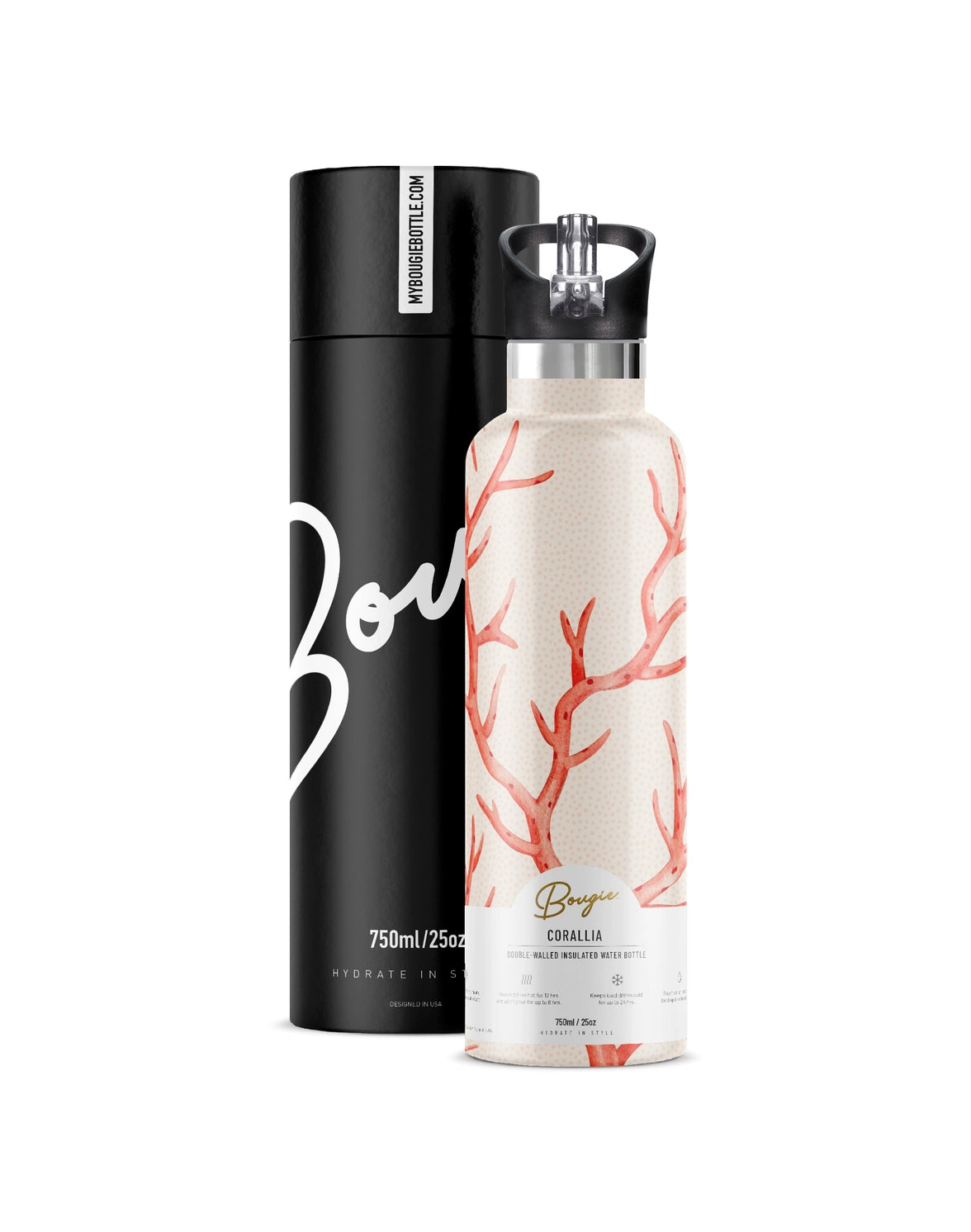 Corallia Coral - Peach 25 oz Insulated Water Bottle