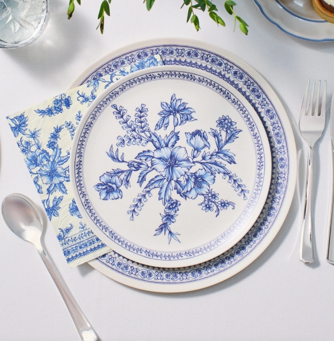 Coterie Bamboo Blue Toile Small Plates – Set of 4