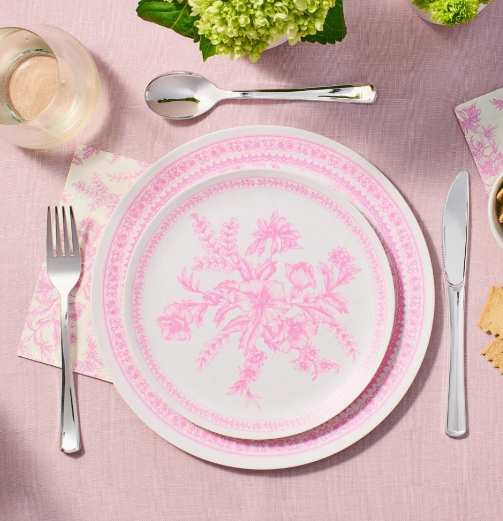 Coterie Bamboo Pink Toile Small Plates – Set of 4