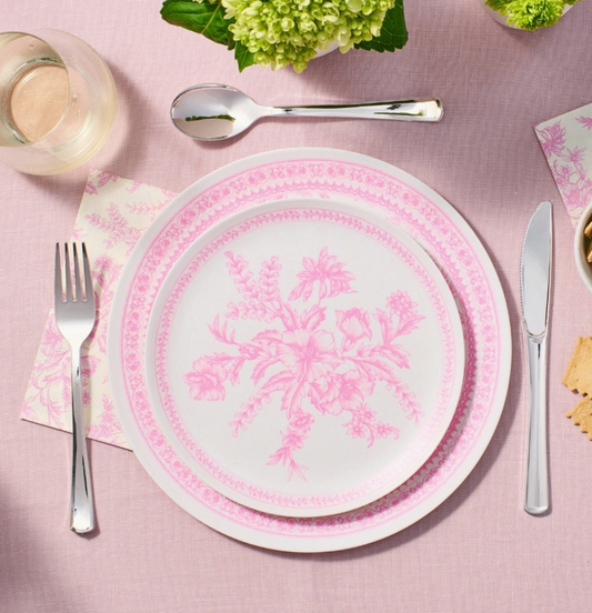 Coterie Bamboo Pink Toile Small Plates – Set of 4