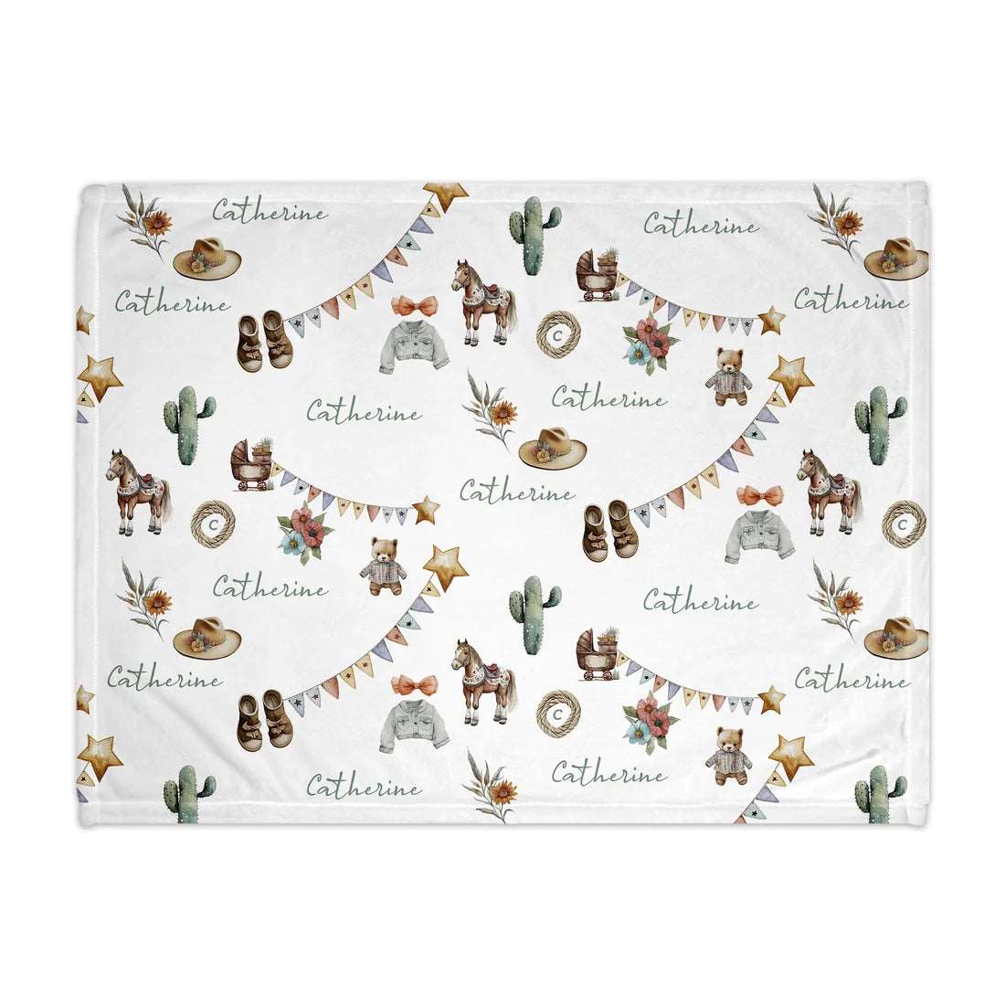 Cowgirl Pattern Personalized Baby Blanket