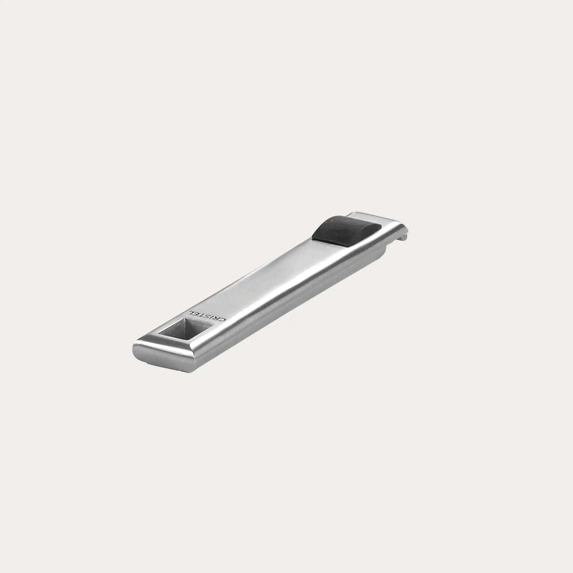 Metallic door handle on a white background