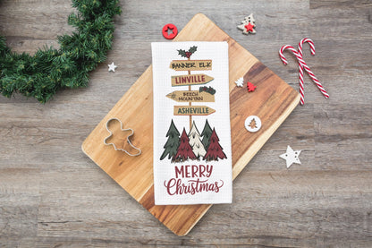 Custom 4 City Christmas Small Town Local Towel