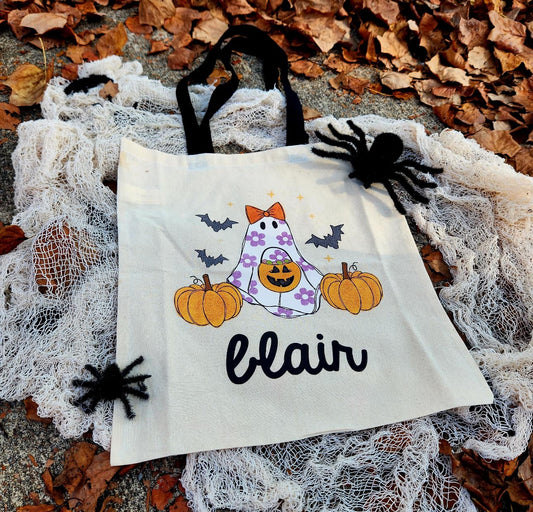 Custom Girl Ghost Halloween Trick or Treat Bag