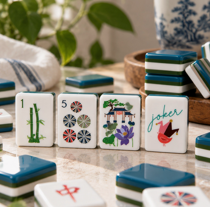 Deep Green Lotus Four-Layer American Mahjong Tile Set – 160 Tiles