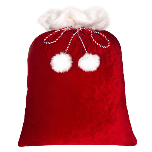 Deluxe Red & White Christmas Santa Gift Bag with Fur Cuff (Ships Sept 3, 2026)