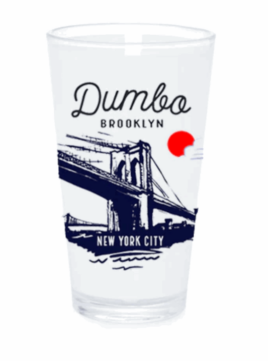 Clear glass with 'Dumbo Brooklyn New York City' design on a white background